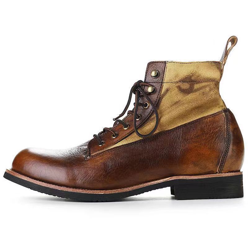 Winter warm fleece-lined ameikaji Martin boots vintage work boots men's British motorcycle shoes umbrella boots 6079