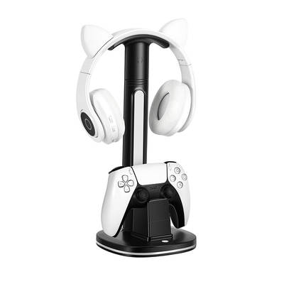 PS5 Elite Handle Charger PS5 Handle Charging Base with Headset Bracket Removable Lights Desktop Display