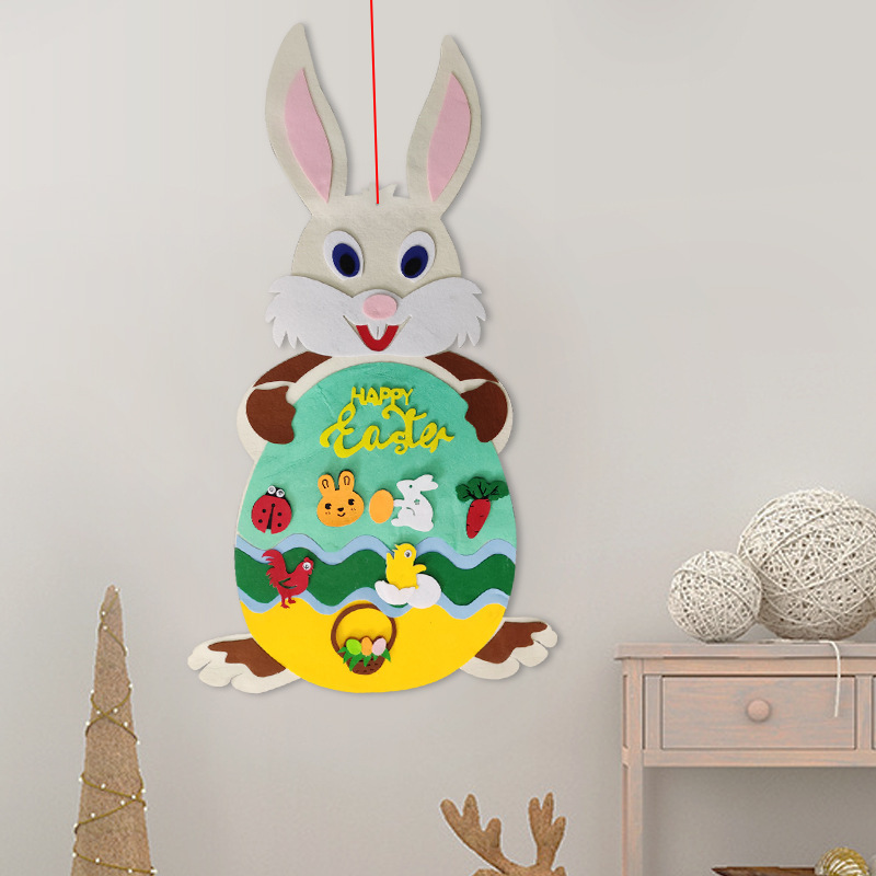 Easter felt bunny pendant Children DIY puzzle living room decoration