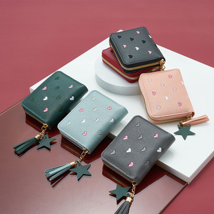 New pu leather wallet women's short Korean cute style women's coin purse one fold multi-functional wallet wholesale