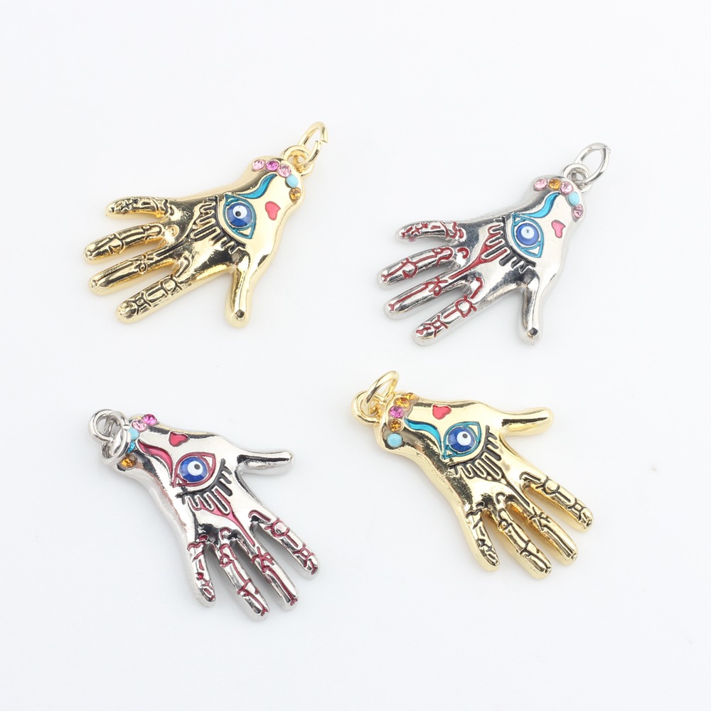 European and American alloy dripping oil point diamond palm finger small pendant pendant DIY popular fashion earrings jewelry accessories