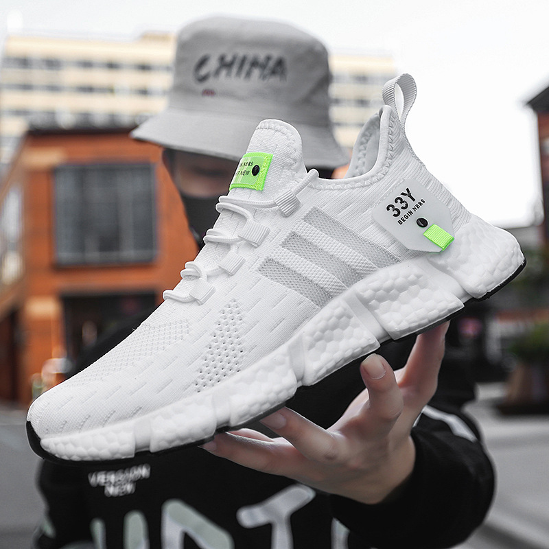 Fujian manufacturers 2023 men's shoes sports shoes summer shoes running shoes flying woven breathable running shoes lightweight mesh men
