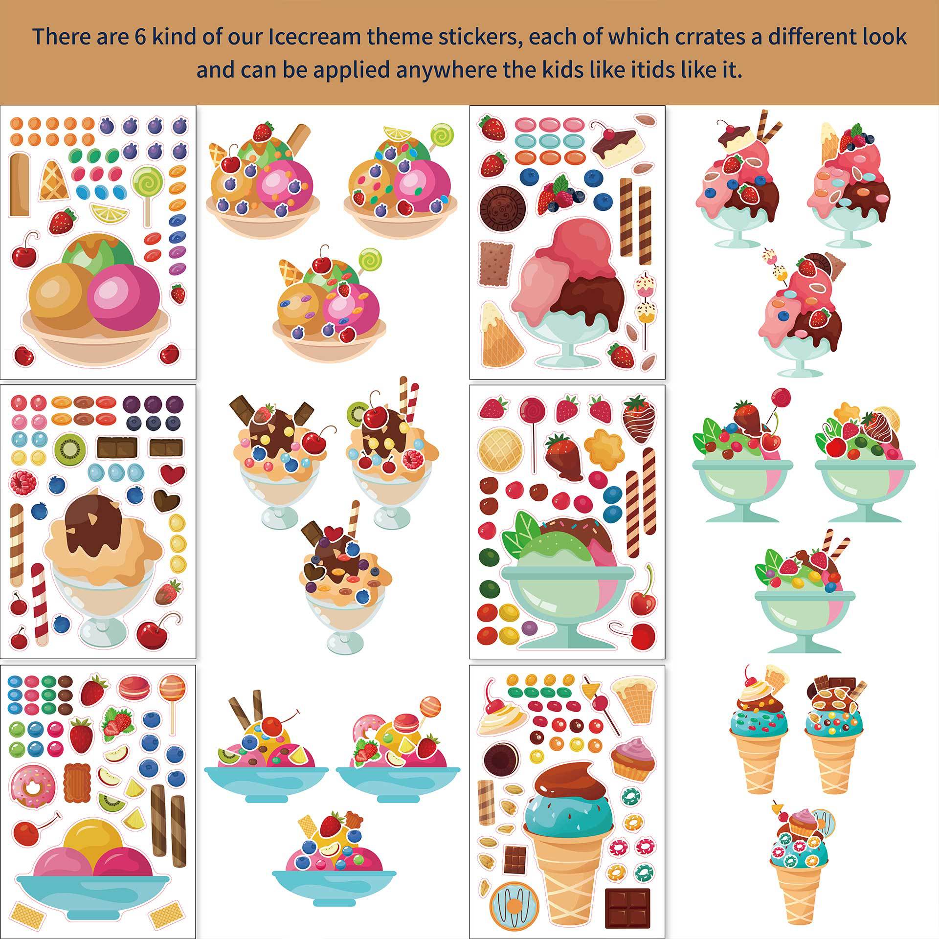 CM2302006 Amazon cross-border children's figures cartoon DIY hand account puzzle strawberry ice cream stickers