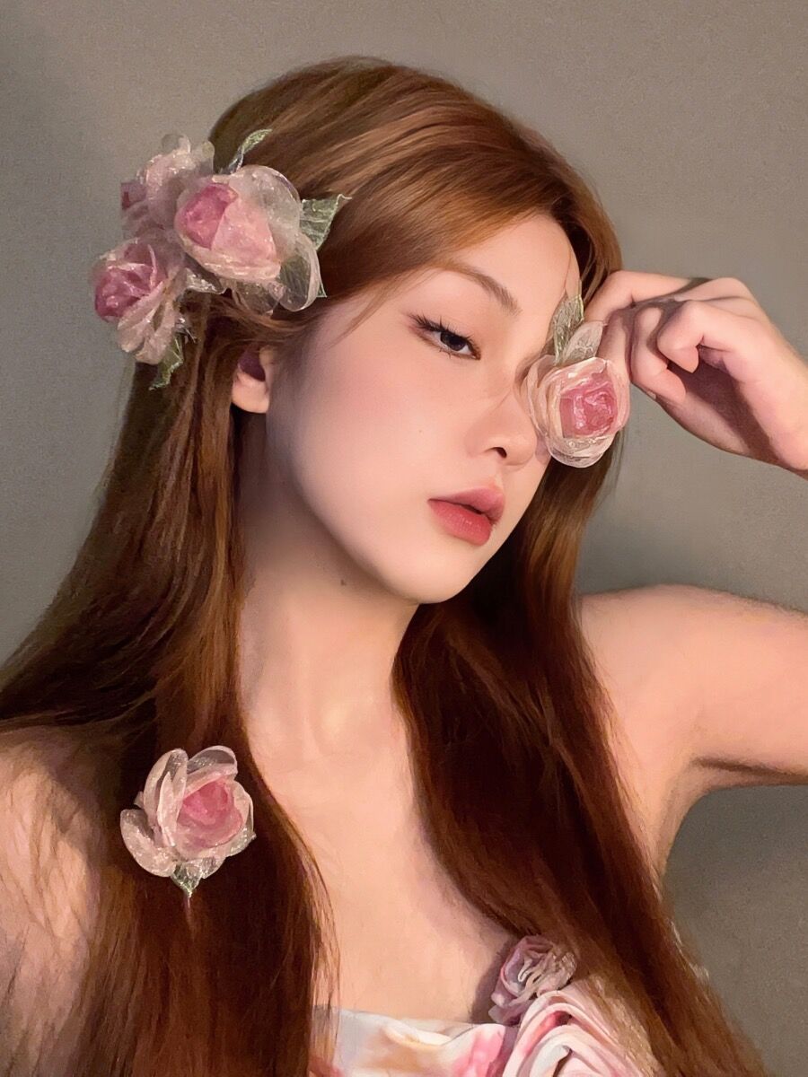 Super Fairy Mori Style Organza Rose Flower Hairpin Women's Spring New Style Side Clip High-grade Elegant Hair Accessories Headwear_voghion.com
