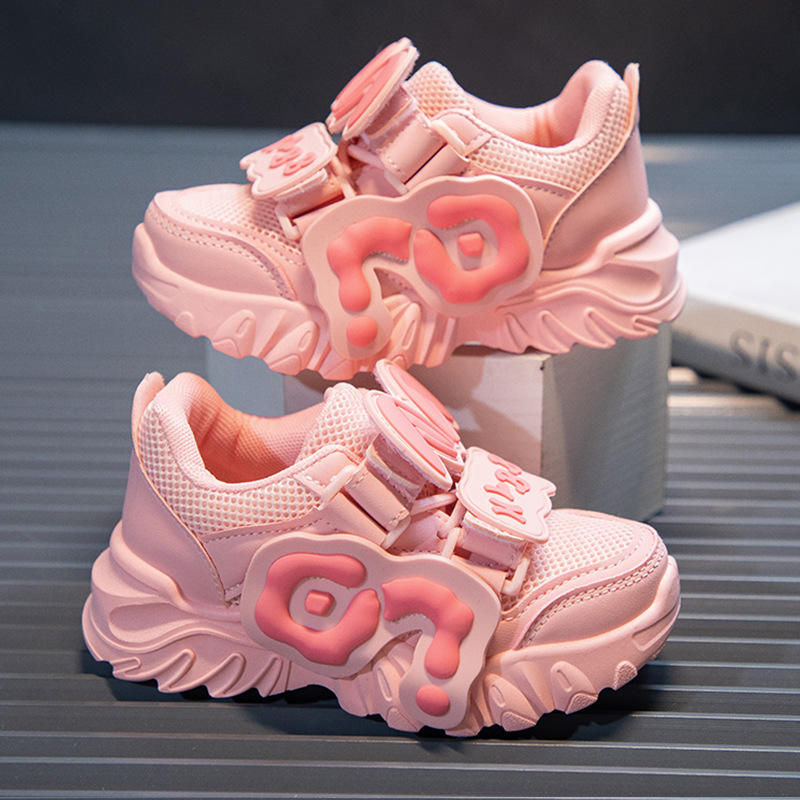 Children's mesh shoes girls' sneaker spring 2024 New breathable girls' daddy shoes all-match soft bottom running shoes