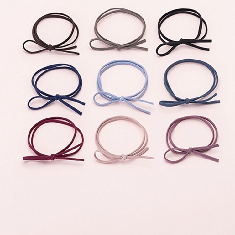 Korean Style Simple Fresh Style Basic Flat Line Hair Ring Bow Small Style Hair Accessories Hair Rope Partial Section Head Rope Rubber Tendon