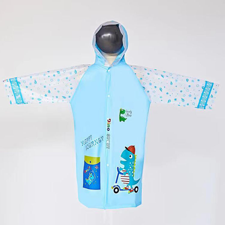 Chen Xing Baby Raincoat Children's Processing Children's Little Dinosaur with Schoolbag PVC Poncho Inflatable Brim Cross-Border
