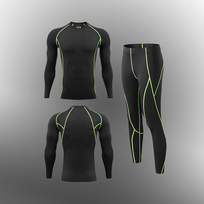 Sports Leisure Running Suit Men's Fitness Tights Quick-drying Clothes Long-sleeved Trousers Training Suit Children's Same Style for Autumn and Winter