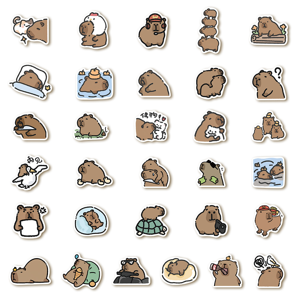 62 cartoon cute little capybara stickers laptop notebook phone case decorative waterproof diy stickers