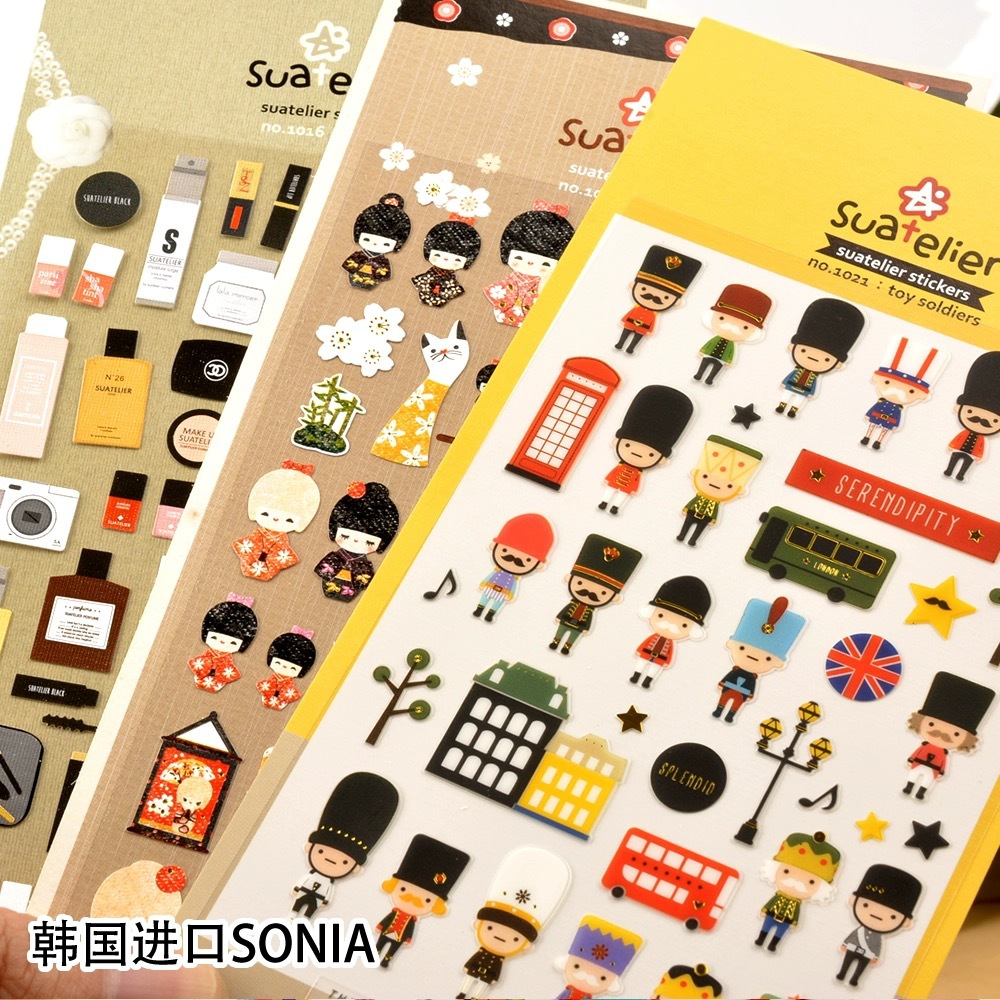 Korean Sonia Sticker PVC Decorative Cute Animal Cartoon Life Theme Journal Sticker Album Hand Account Material