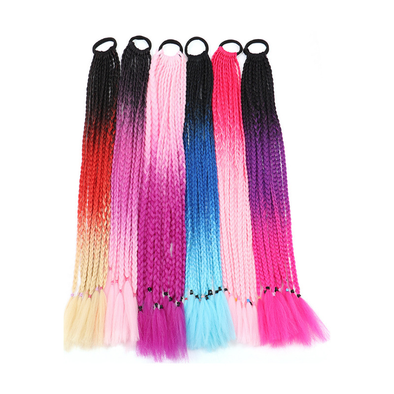 Dirty Braid Ponytail Children's Colorful Little Braids Ponytail Three-Strand Ponytail Colorful Ponytail Braid Hair Loop
