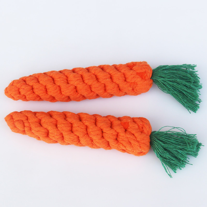 Factory wholesale pet toy hand woven carrot dog toy cotton rope pet toy