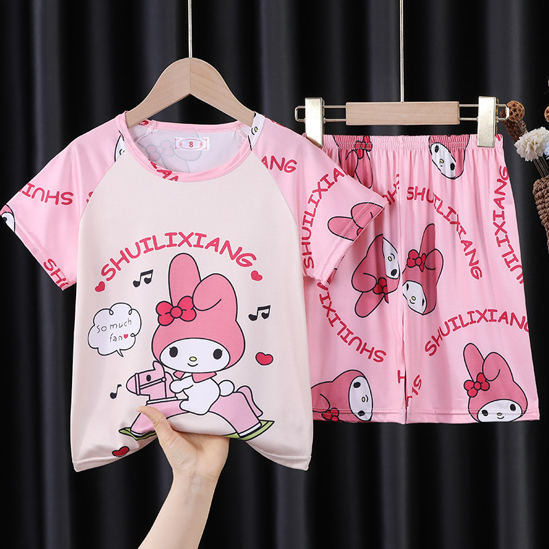 Foreign trade Indonesia summer children's pajamas 2023 boys and girls home wear suit short sleeve cartoon Piyama anak