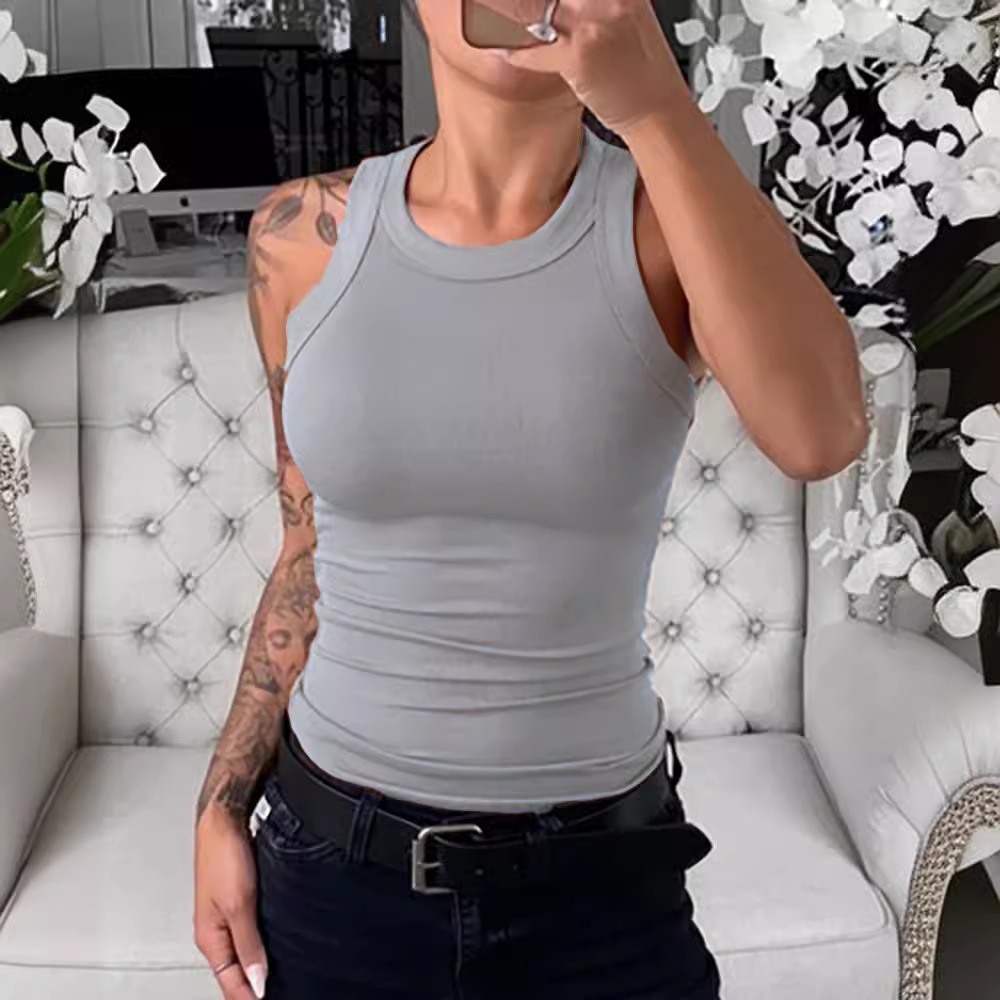 European and American foreign trade women's wish Amazon new summer solid color sleeveless slim top small vest women