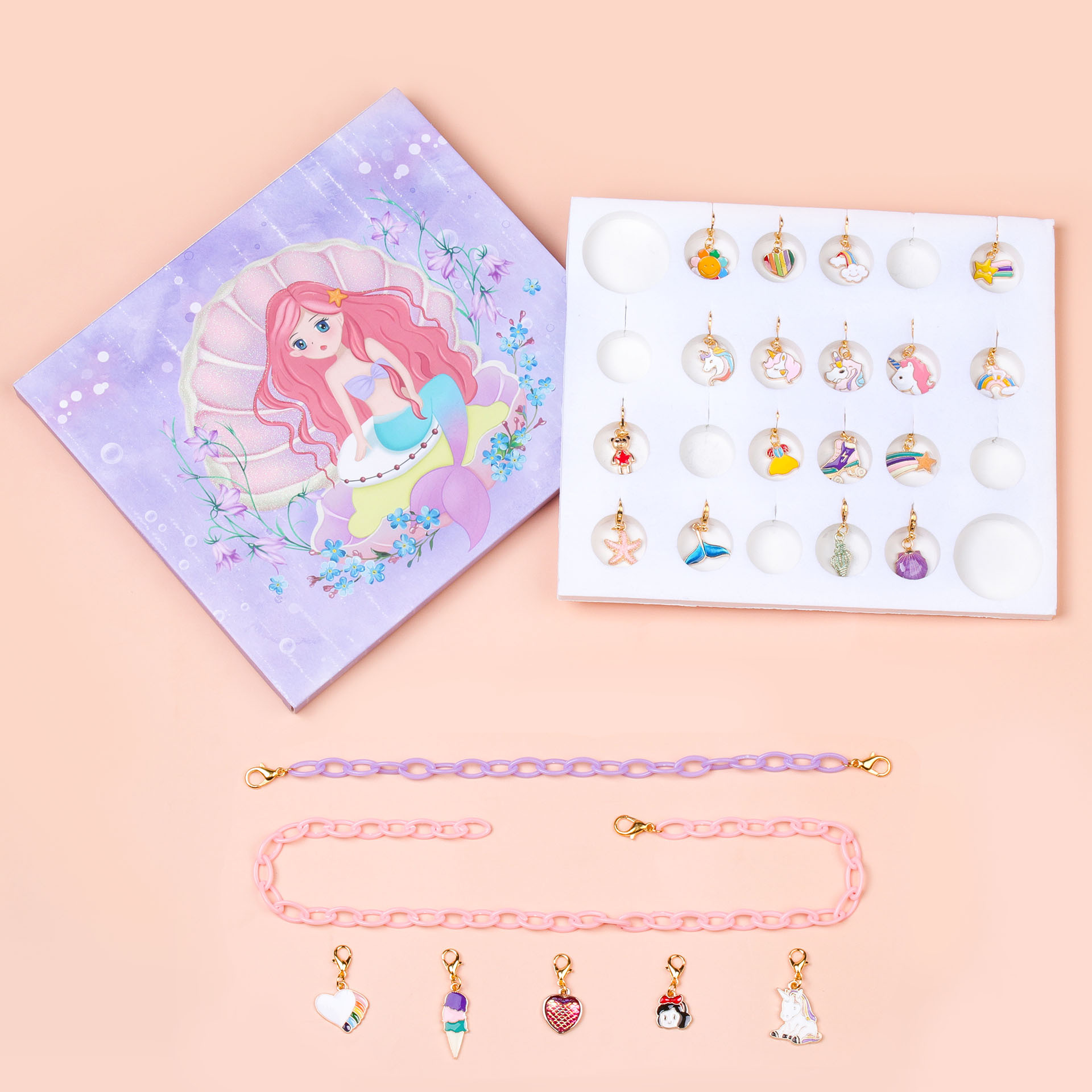 Amazon Hot Mermaid Series Cartoon Blind Box Set diy Creative Handmade Jewelry Bracelet for Children