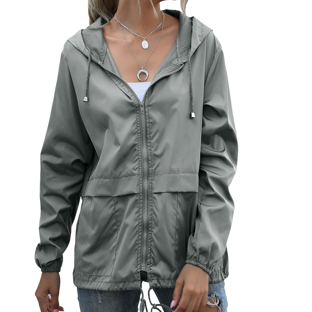 Amazon Women Zip Hoodie Lightweight Outdoor Hiking Raincoat Jacket Coat Spot
