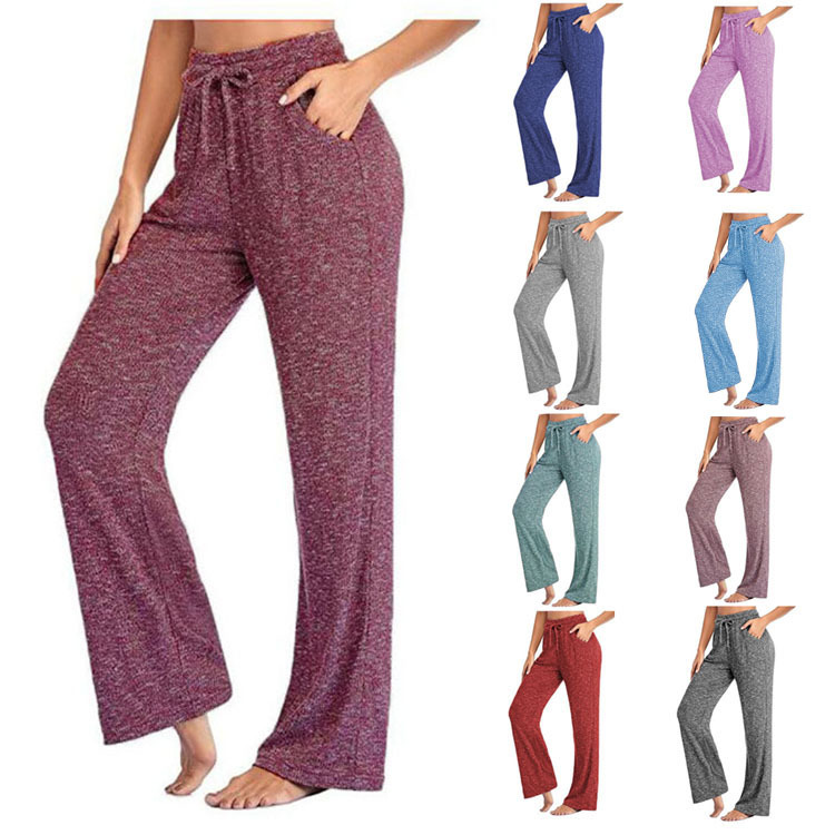 wish Amazon Explosions 2021 Spring and Autumn New European and American Casual Pants Yoga Pants Quick-drying Pants Women Wide Leg Pants Women