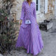 FD1075 in stock 2024 autumn cross-border new women's fashion long sleeve temperament long striped dress