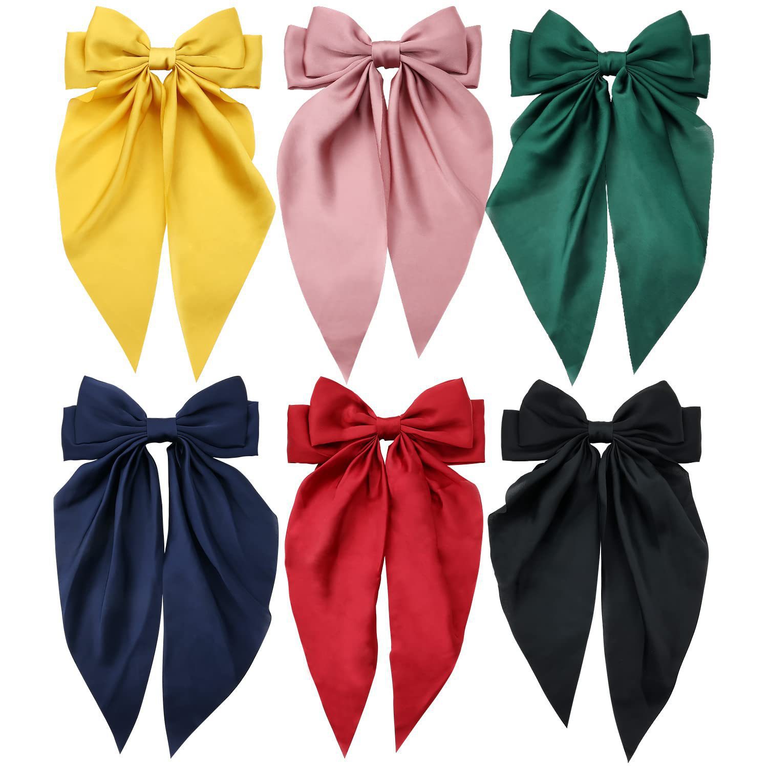 Amazon Satin Bow Ribbon Hairpin Women's Head Elegant Retro Simple Hairpin Spring Clip Hair Accessories