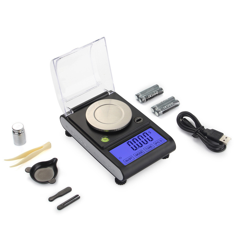 Factory Direct supply 50g/0.001g jewelry scale high precision carat gold medicine scale portable mini table scale
