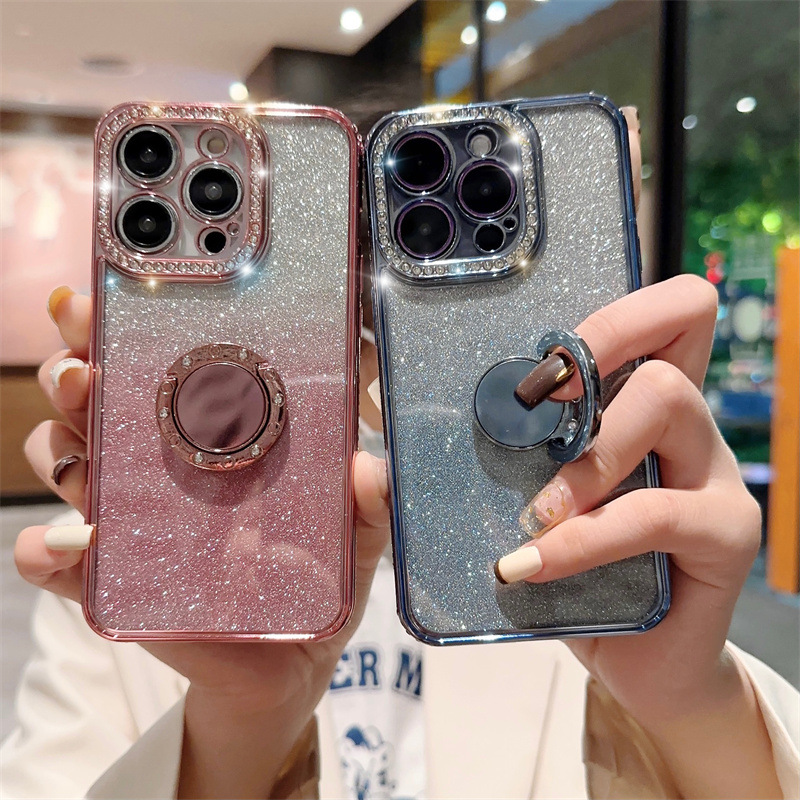 Rhinestone glitter Apple 14Promax goddess shell for iPhone13 all-inclusive lens magnetic ring mobile phone case