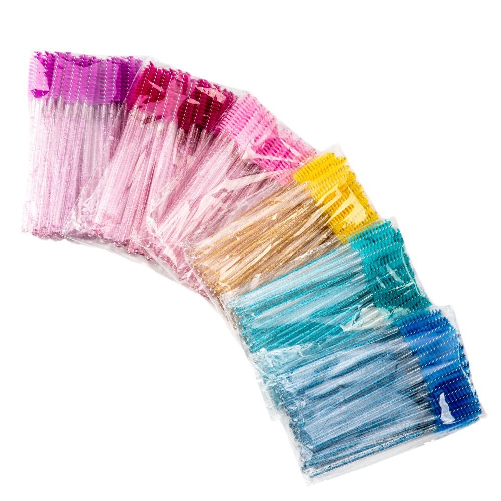 50 pc/pack factory disposable crystal rod eyelash brush nylon eyelash comb eyelash curl eyebrow brush makeup brush