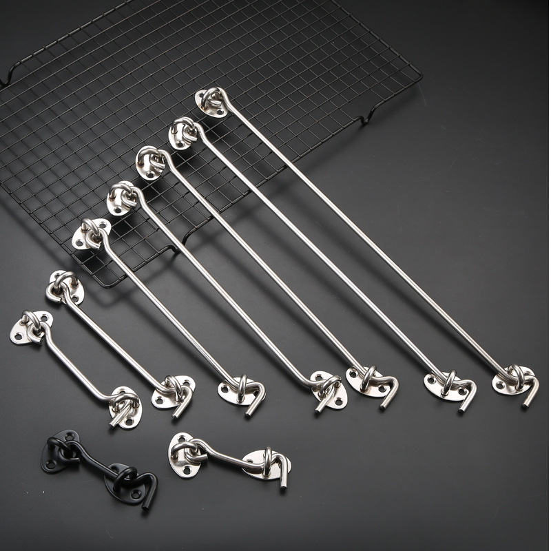 Wooden window thickened solid stainless steel hook windproof hook sliding door lengthened old-fashioned stainless steel hook window hook