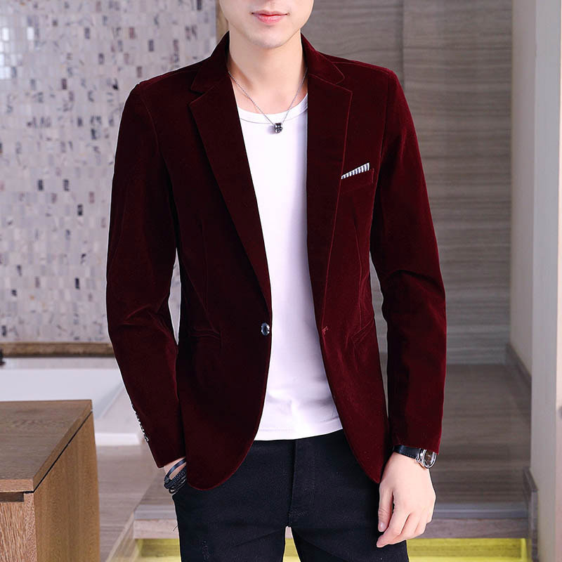 Cross-border supply of gold velvet casual small suit men's autumn new youth slim one-button single western coat