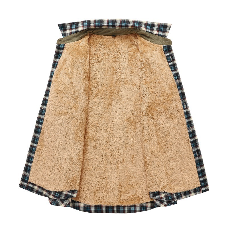 Cross-border factory foreign trade Amazon fleece-lined thickened shirt cotton plaid casual tooling European size foreign trade coat