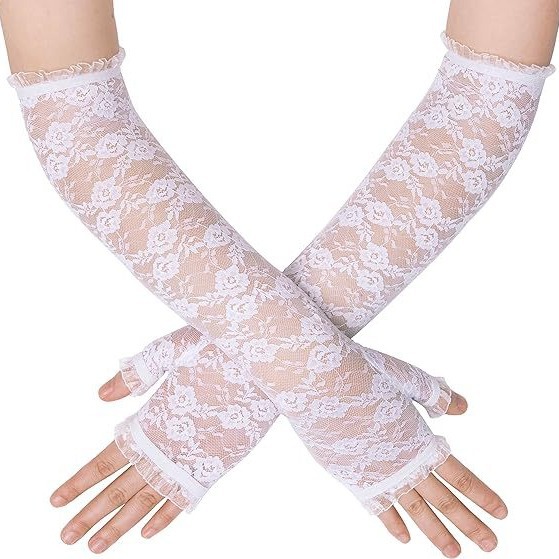 Long Half-Finger Lace Gloves Women's Summer Sunscreen Sleeve Driving Riding Sunshade Leaky Finger Protecting Arm Arm Sleeve Women