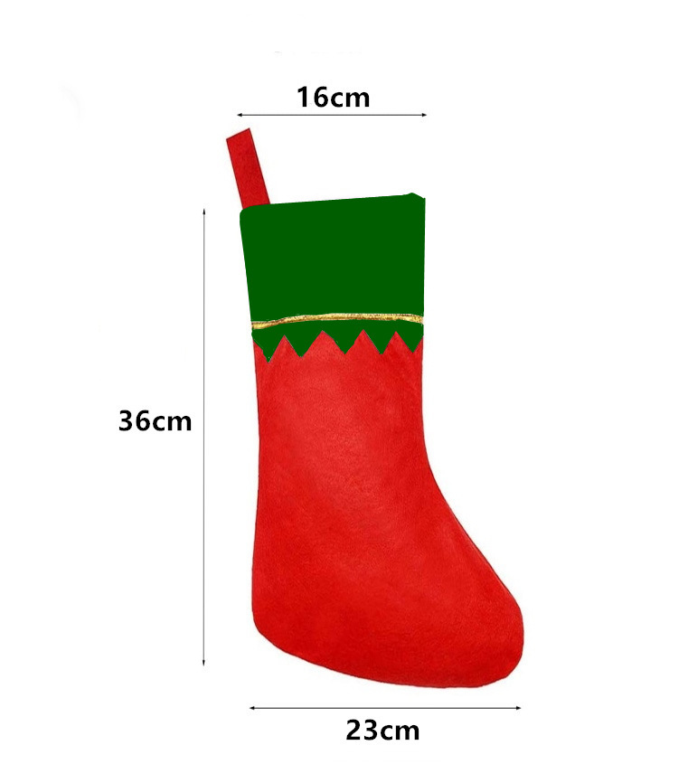 Foreign trade factory Christmas socks DIY non-woven fabric white mouth golden edge light board hanging bag Green mouth gold thread socks Christmas decorative socks