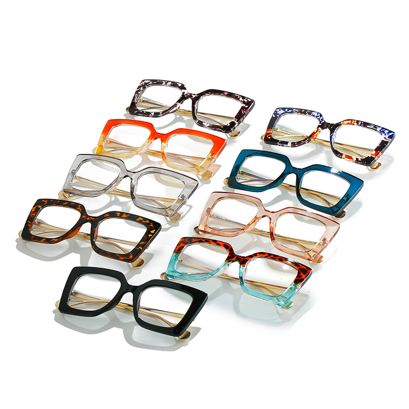 95811 foreign trade optical mirror PC full frame ladies frame personalized square frame two-color frame anti-blue light