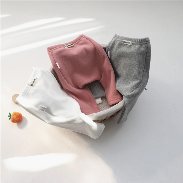 2023 Korean Children's Wear Baby's Large PP Pants Baby's Fleece-lined Big Butt Leggings Baby's Fleece-lined Trousers