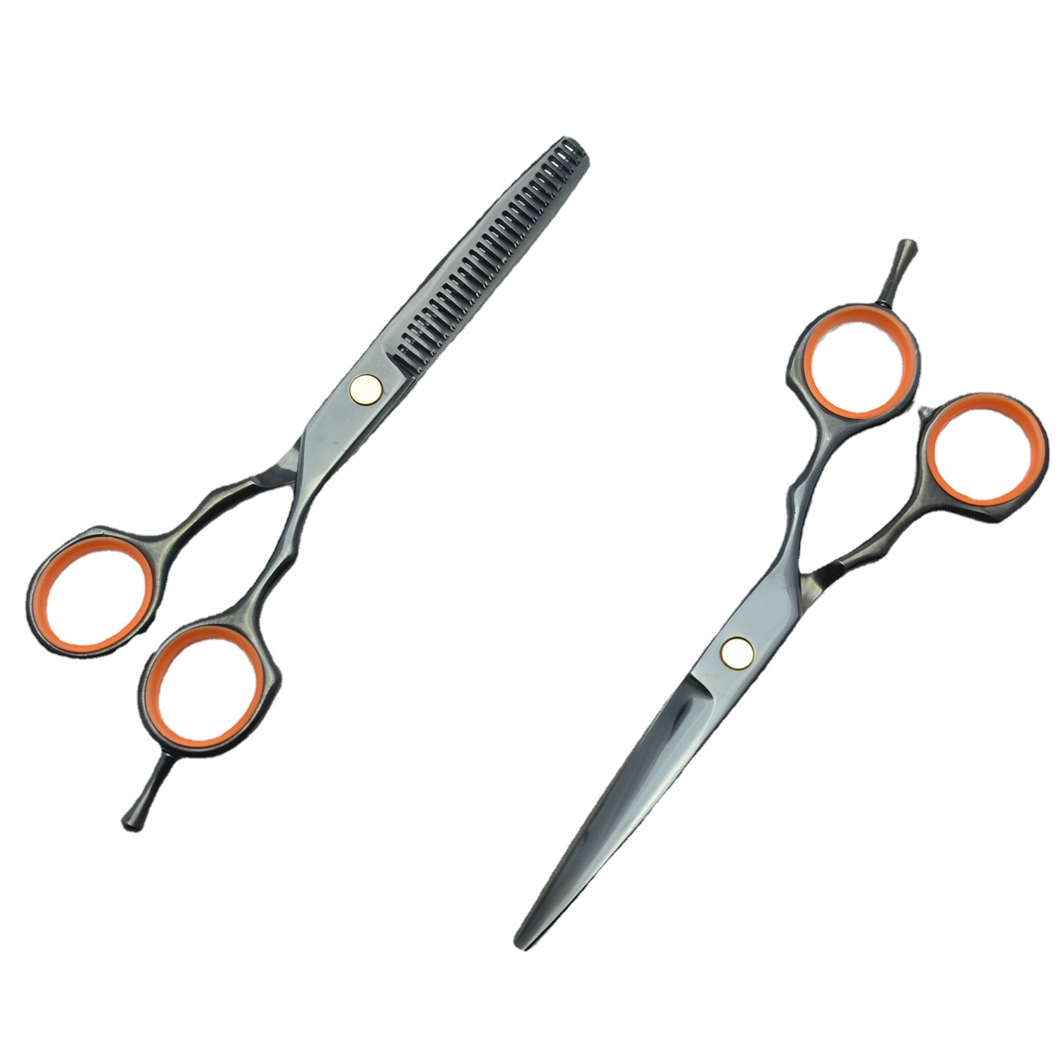 5.5 inch barber scissors symmetrical handle flat tooth scissors black color blue silver home hairdressing tools factory wholesale