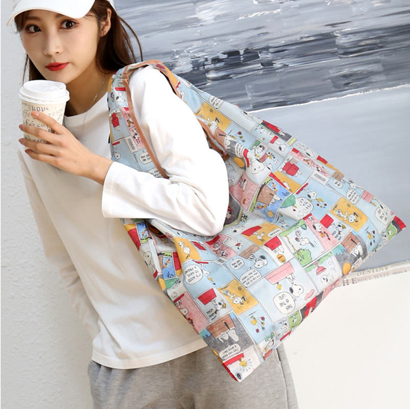 Cross-border New Casual Fashion Cartoon Cute Girl Shopping Bag Large Capacity Convenient Foldable Handbag