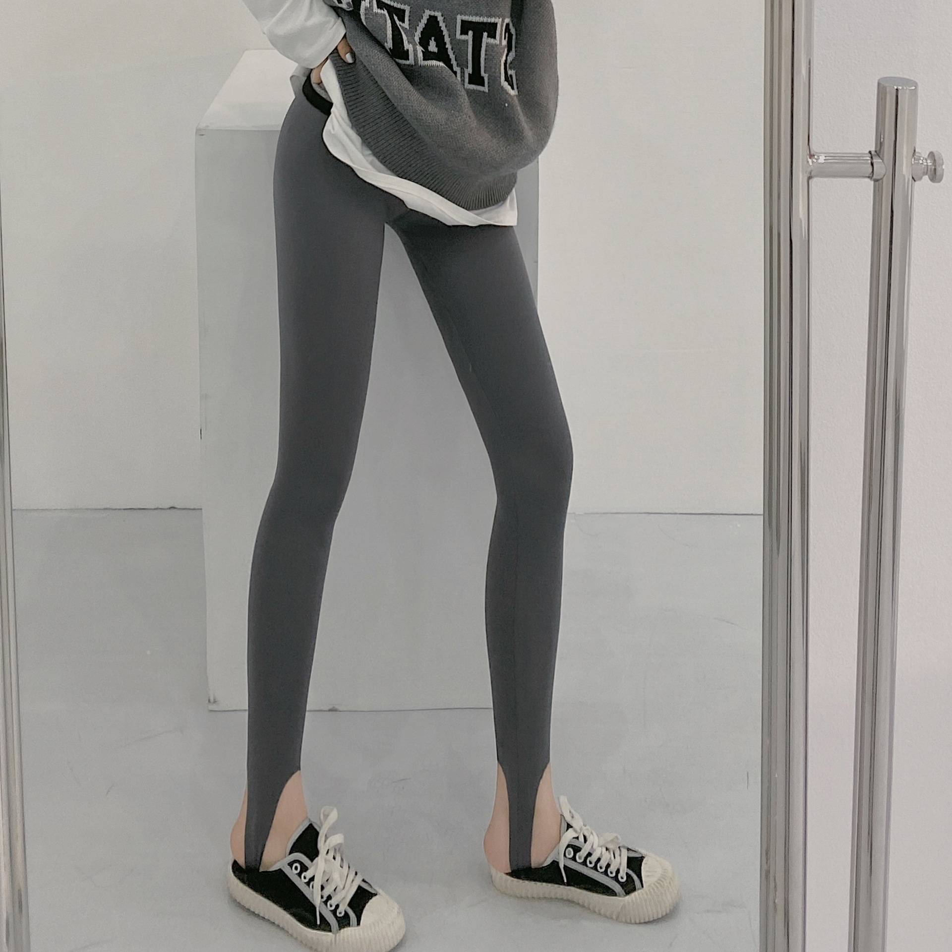 Autumn 2023 Thin Korean Style Leggings Women's Outer Wear High Waist Belly Tight Slim Leg Pants High Stretch Pants