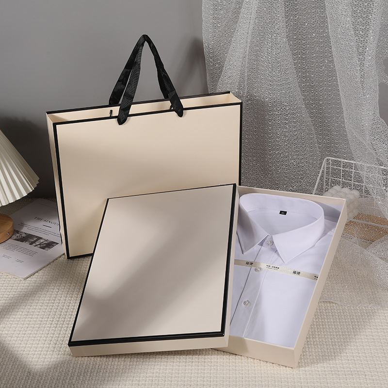 in stock Simple Beige Heaven and Earth Cover Gift Box Rectangular Clothing Packaging Box Silk Scarf Gift Box Empty Box Shirt Box
