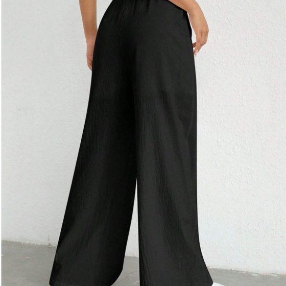 Amazon cross-border foreign trade European and American new women's casual solid color drawstring straight micro-pull pocket casual pants