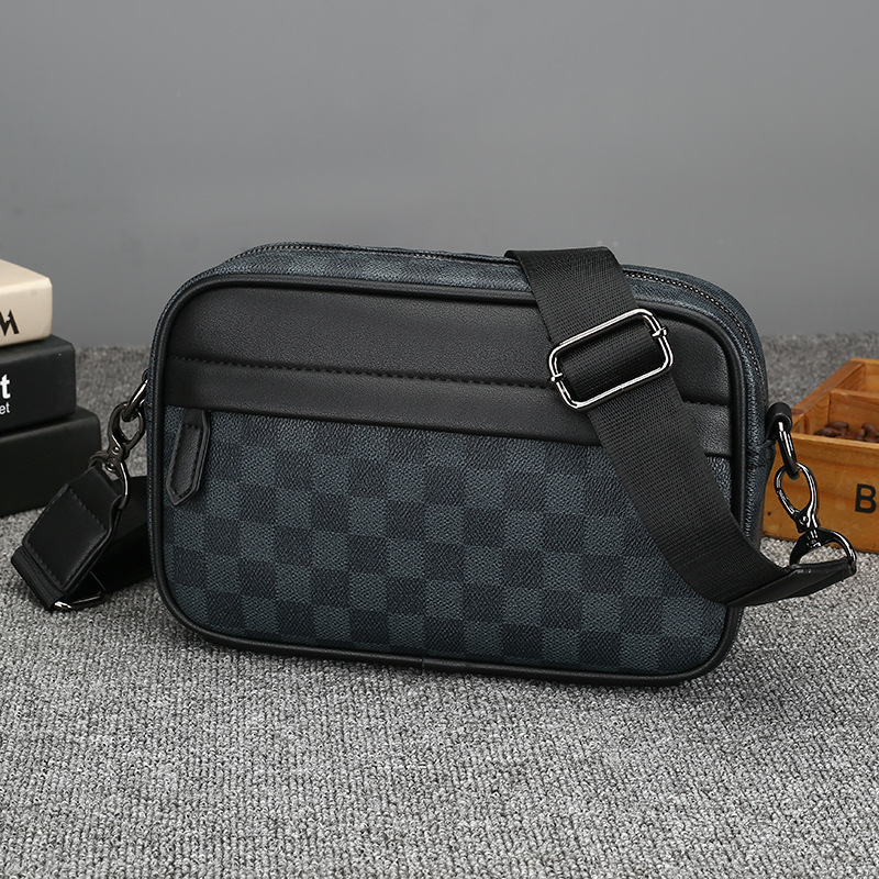 Men's messenger bag new all-match Fashion Bag commuter men's bag plaid bag casual all-matching bag men's cross-border wholesale