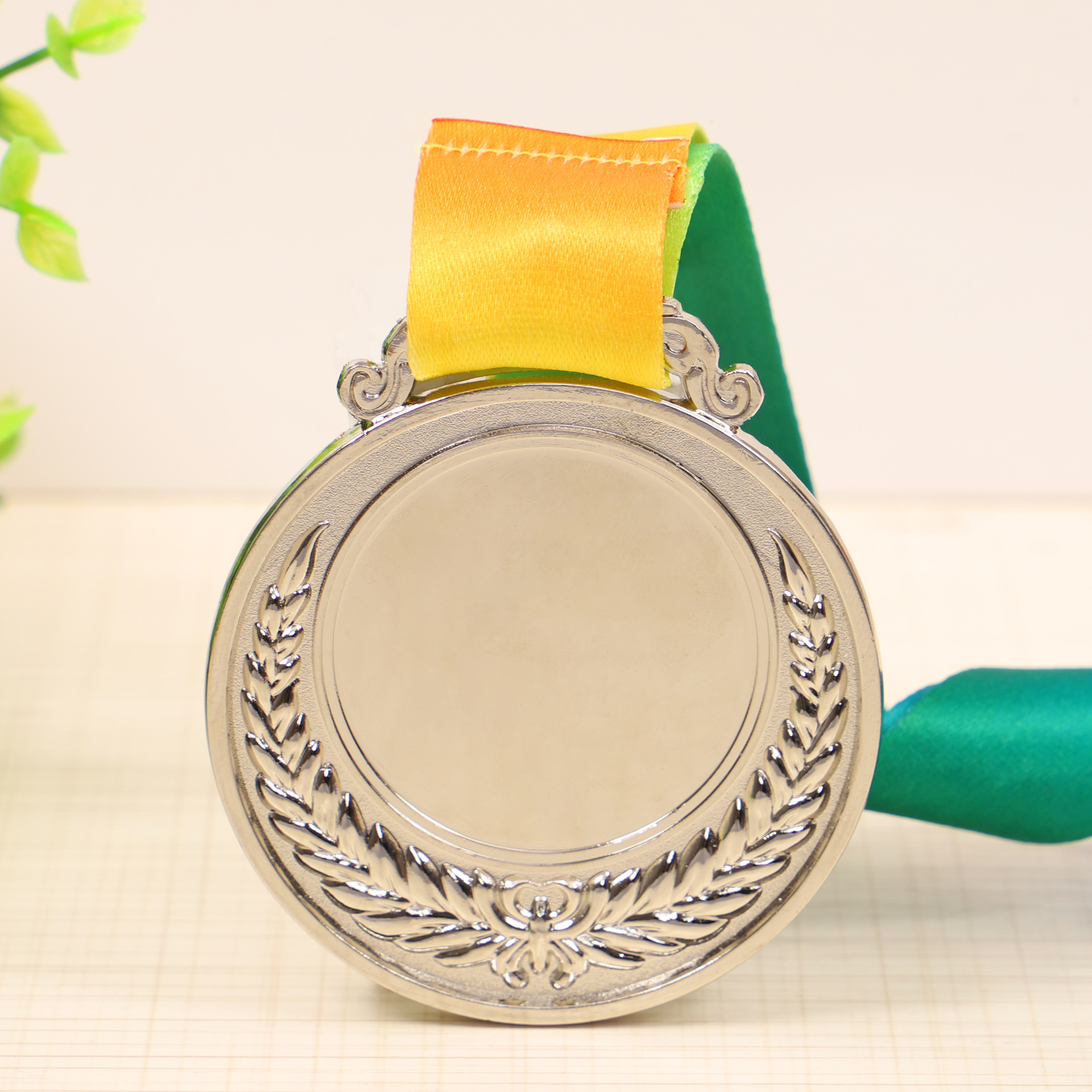 Wheat Ear Small Medals Listed with Color Belt Engraving Production Spot Activities Competition Commemorative Award Metal Medals