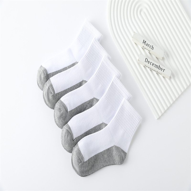 Children's white socks cotton children's socks white sports socks loose mouth socks manufacturers wholesale tube socks
