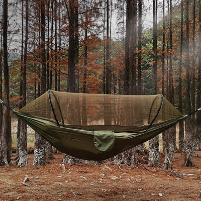 Automatic Quick Open Mosquito Net Hammock Outdoor Camping Brace Mosquito Net Hammock Anti-rollover Nylon Hammock with Mosquito Net