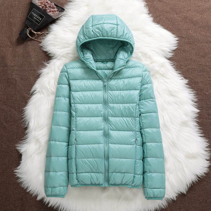 2024 Spring and Autumn New Lightweight Down Jacket Women's Hooded Short Slim-fit Lightweight Thin plus size Collar Jacket
