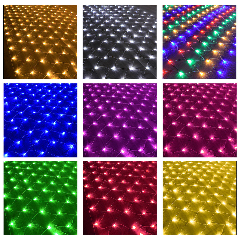 led Net lamp fishing net lamp New Year colored lamp flashing lamp string decoration gypsophila net lawn net tree outdoor waterproof wholesale