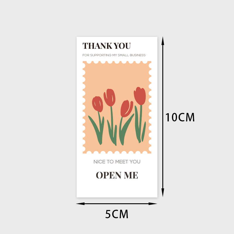 50 stickers/pack of flowers rectangular Thank You stickers gift box sealing stickers baking cake sealing stickers packaging labels