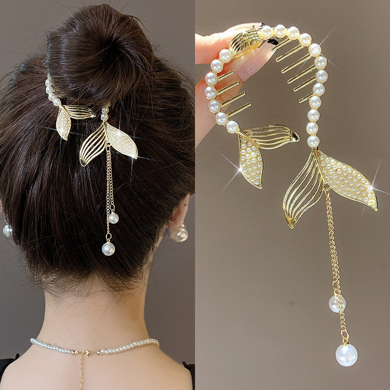 Super fairy Camellia tassel hairpin female high-grade sense back Head Ball head updo artifact temperament hair clip headdress summer_voghion.com