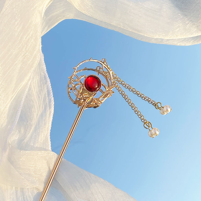 Antique Hanfu Hairpin Disc Hair Hairpin Daily All-match Simple Tassel Hair Hairpin Stick Chinese Style Headwear Hair Accessories for Women