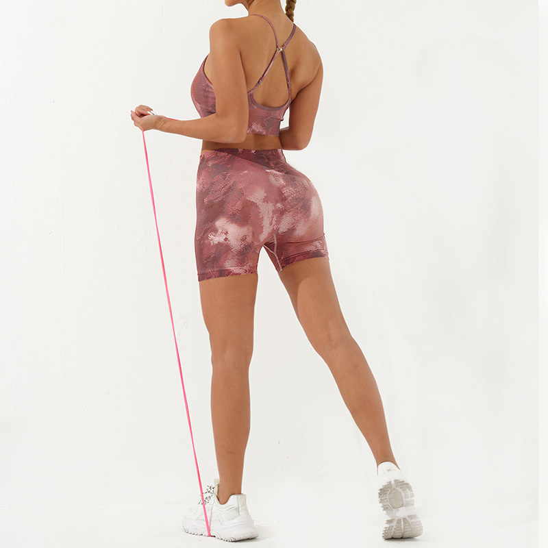 Cross-border seamless hip lifting high waist yoga clothes suit running fitness sports beauty back fitness bra high elastic yoga pants