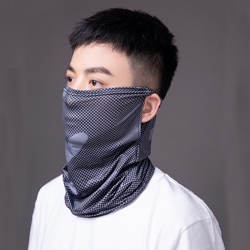 Summer Ice Silk Hanging Ear Sunscreen Mask Men's Face-Covering Outdoor Sports UV-Protection Headscarf Scarf Women's Amazon