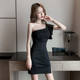 Red dress women's 2023 new summer fashion slant shoulder off-shoulder temperament socialite dress